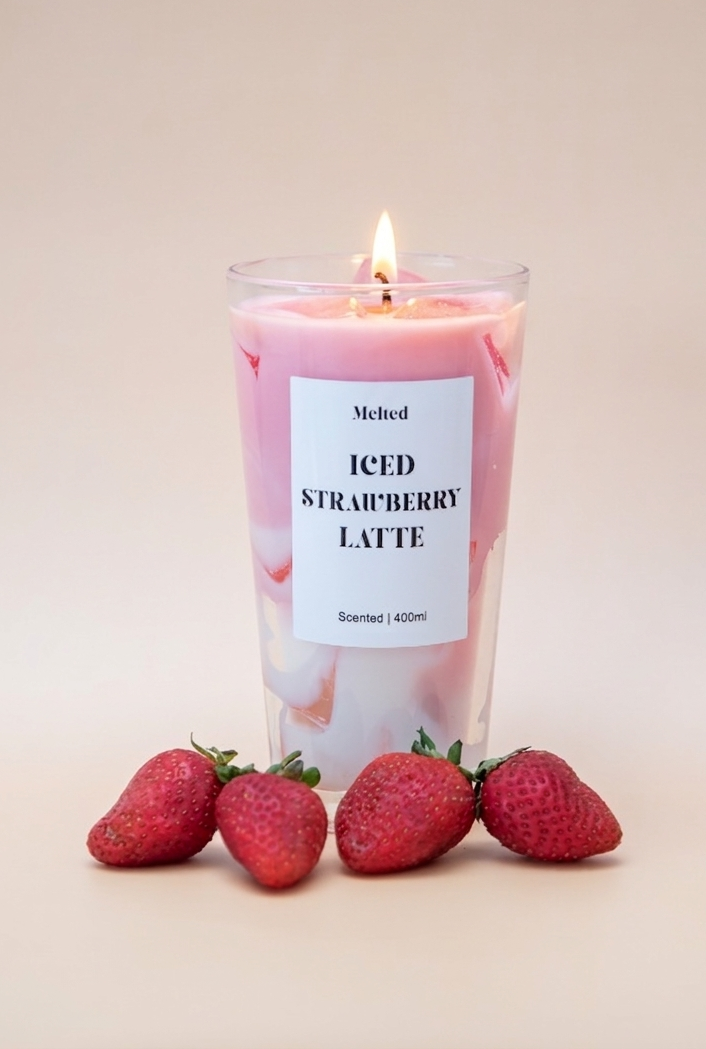 Iced Strawberry Latte Candle